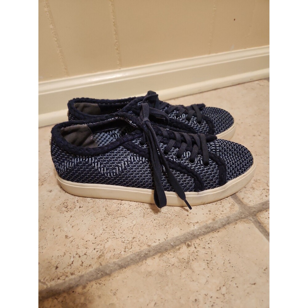 Sam Edelman Women's Blue Woven Knit Lace-Up Sneakers Size 8